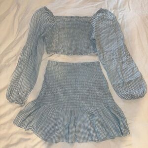 Japna Blue Checkered Skirt Set